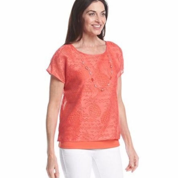 Alfred Dunner Women's Coral blouse Top size 8 NEW - Picture 2 of 4